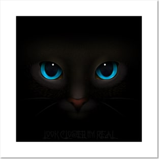 Black Cat Blue Eyes Very Real Posters and Art